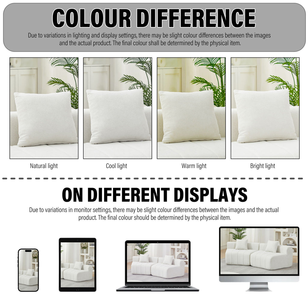 Modular Sectional Sofa With 2 Pillows, Symmetrical Design