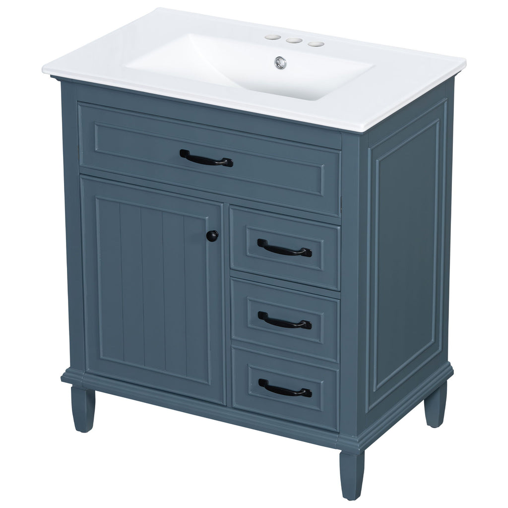Bathroom Vanity With Sink Top, Flip Drawers, Adjustable Shelf