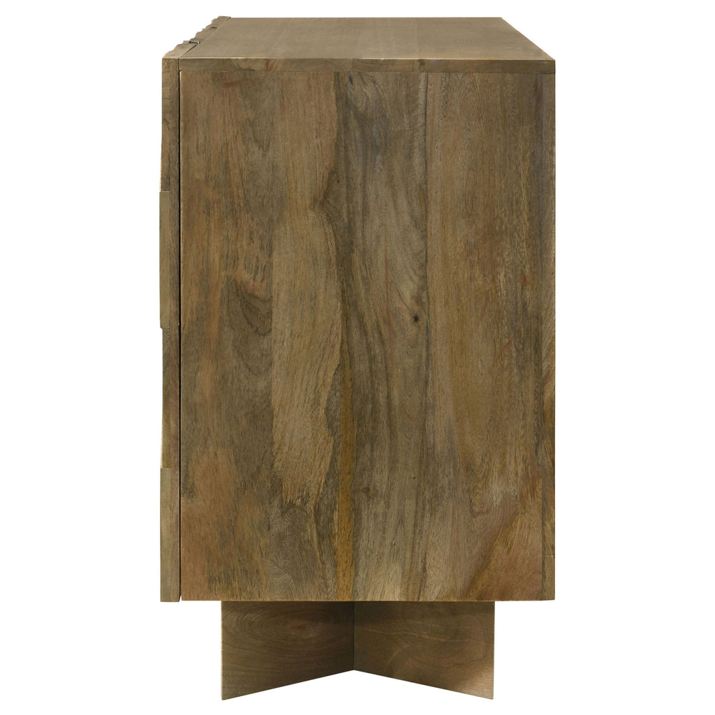 Roman - 3 Door Server With Chevron Design - Brown