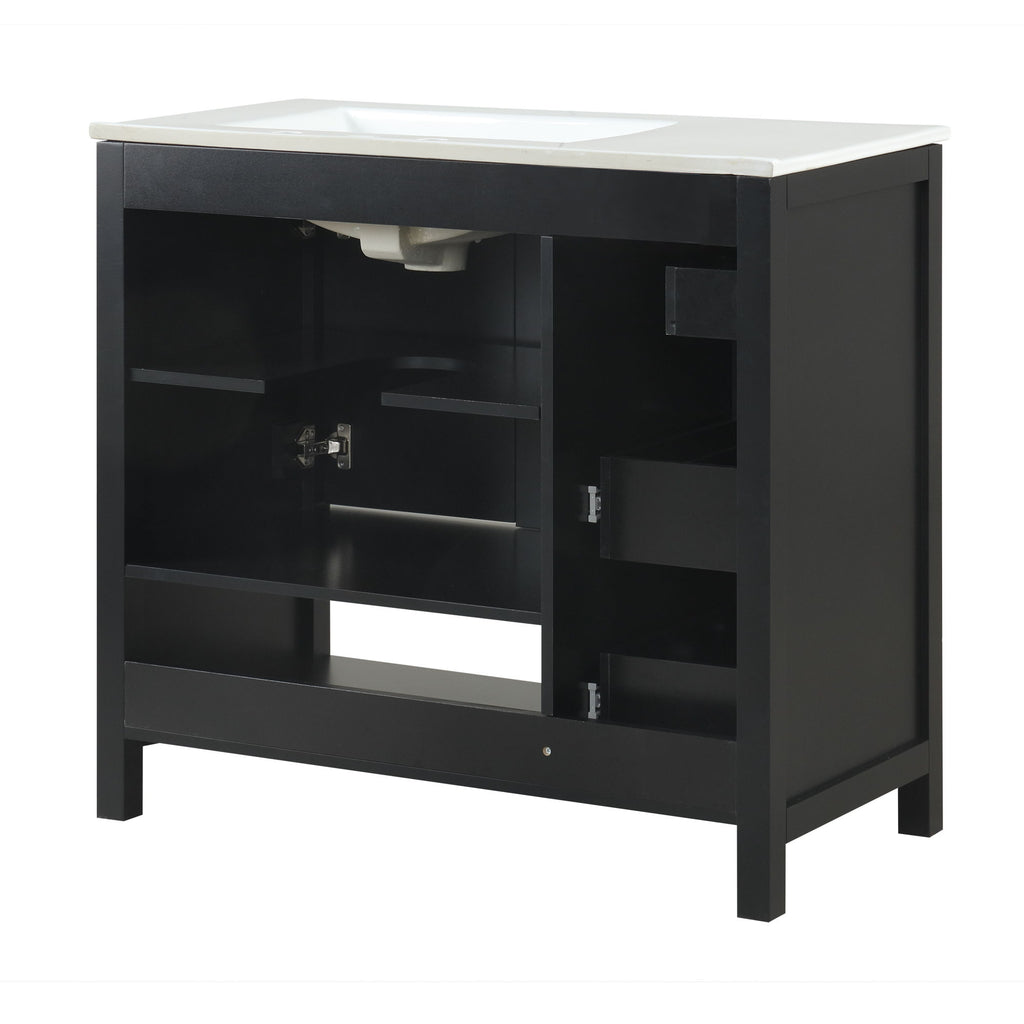 Bathroom Vanity With Sink Top, Bathroom Vanity Cabinet With 2 Doors And 2 Drawers, Open Shelf