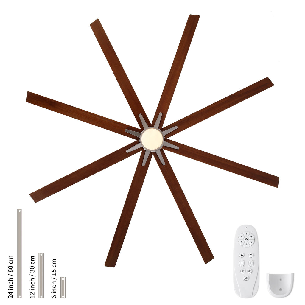 Oversized Large Ceiling Fan With Dimmable LED Light, 8 Blades, Remote Control