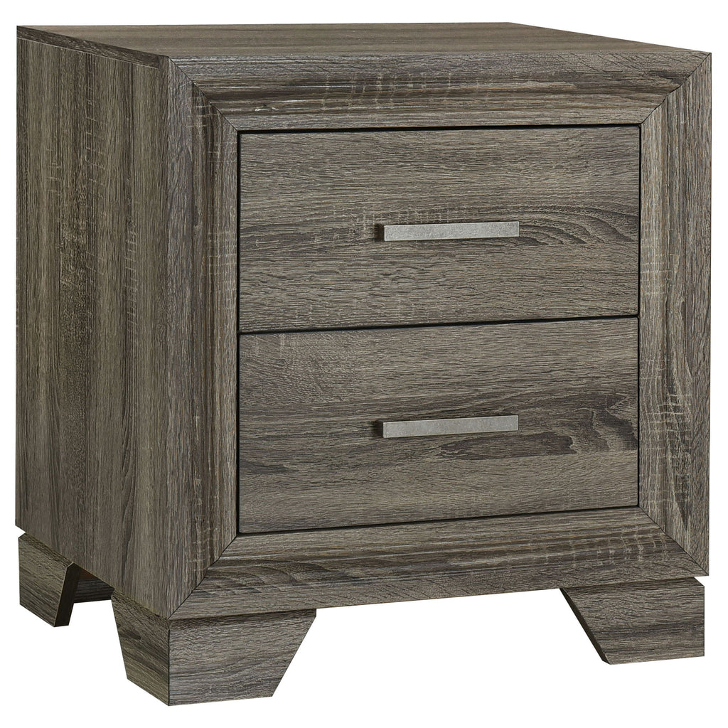 Funston - 4 Piece Queen Bedroom Set With Upholstered Headboard - Oak