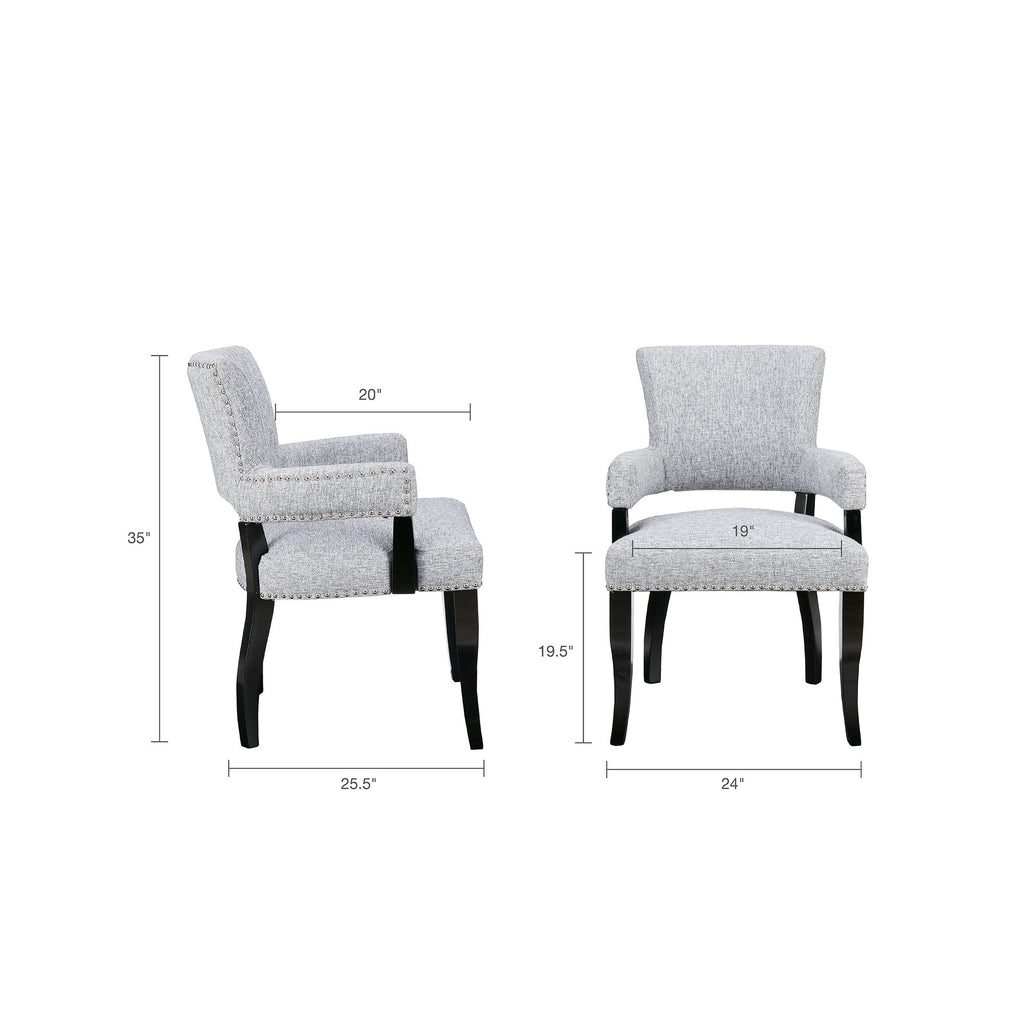 Elegant Arm Dining Chair With Brass Nail Head Detailing