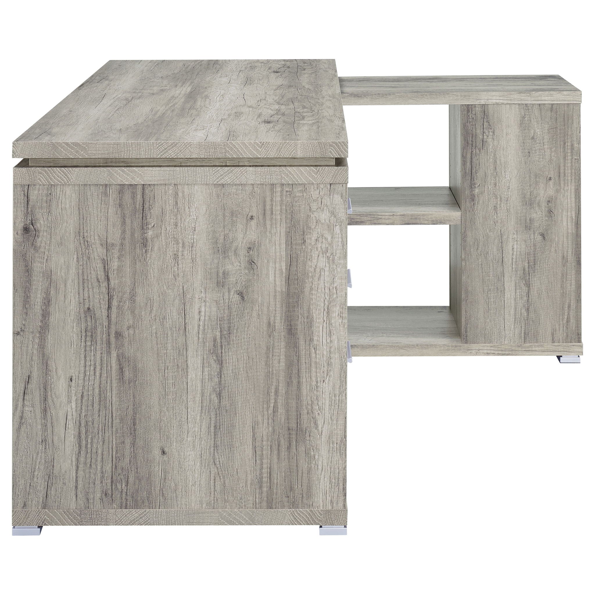 Tona - L-Shape Computer Desk With 3 Drawers And 5 Shelves