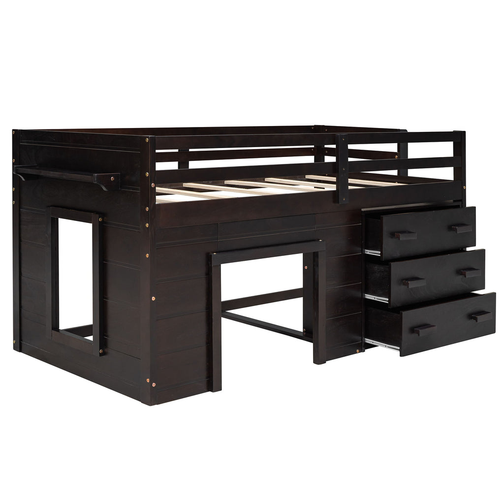 Loft Bed With Cabinet And Shelf