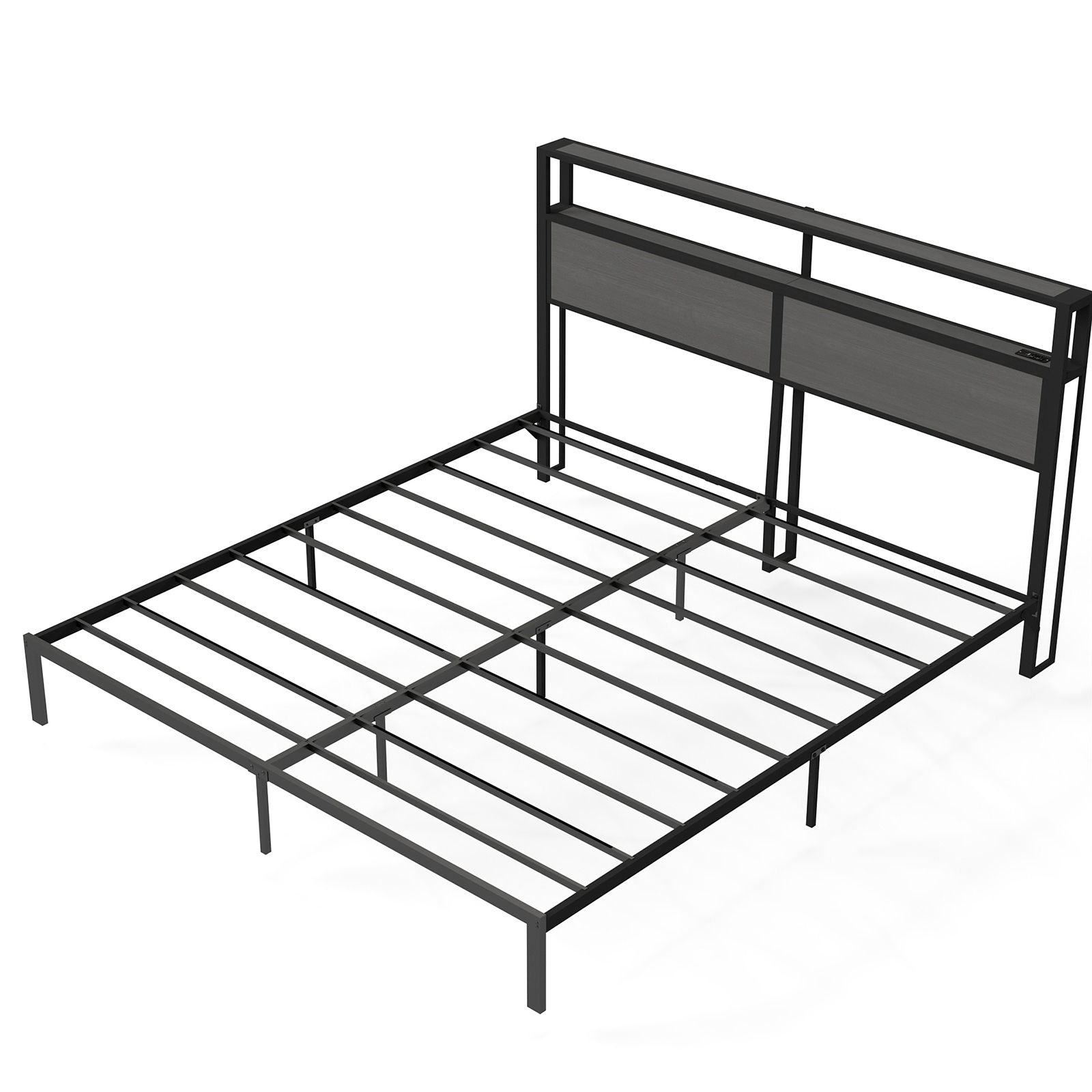 Bed Frame With Headboard, LED Lights & Charging Station