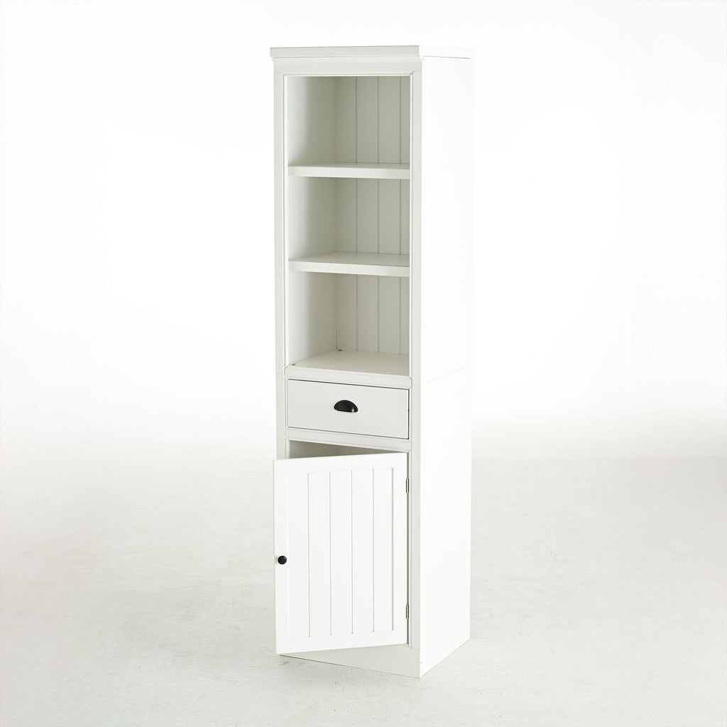 Retro Style 75'' Tall Display Shelf With Cabinet For Hallways Living Room Kitchen - White