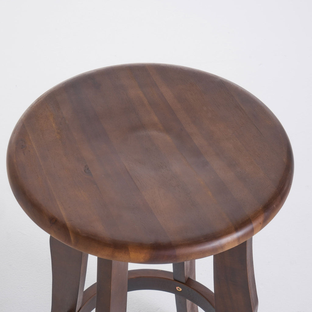 Primrose - Outdoor Acacia Wood Barstools With Foot Rest, (Set of 2) - Dark Brown