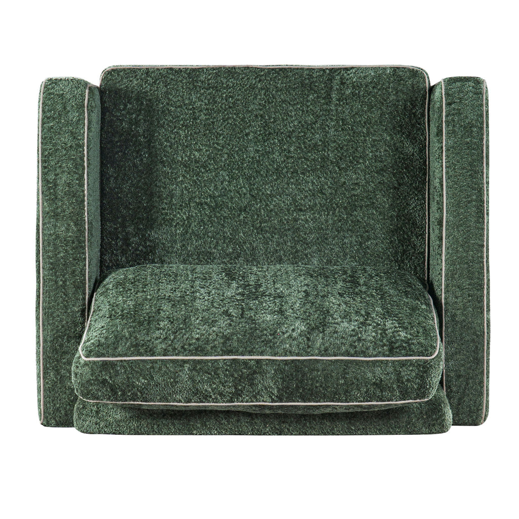 Accent Chair Upholstered Single Sofa With Square Arms, Sewn Pillow Back For Living Room