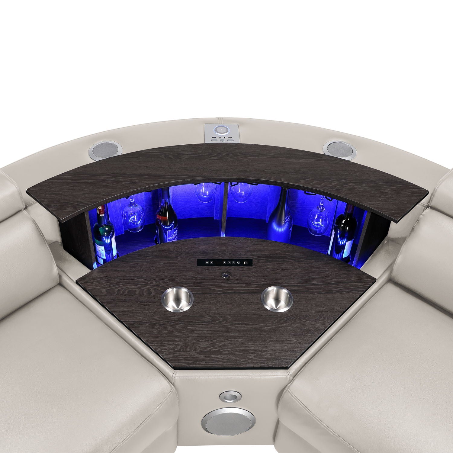 Nova - Sectional With Bluetooth Speaker, LED And Lifting Wine Cabinet