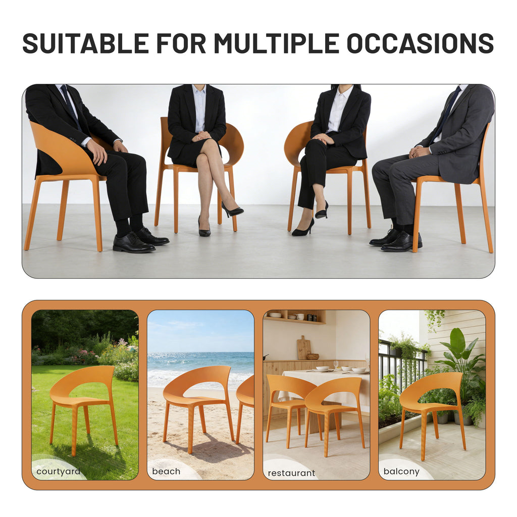 4 Piece Set Of Modern Designed Single Chairs With Long Table