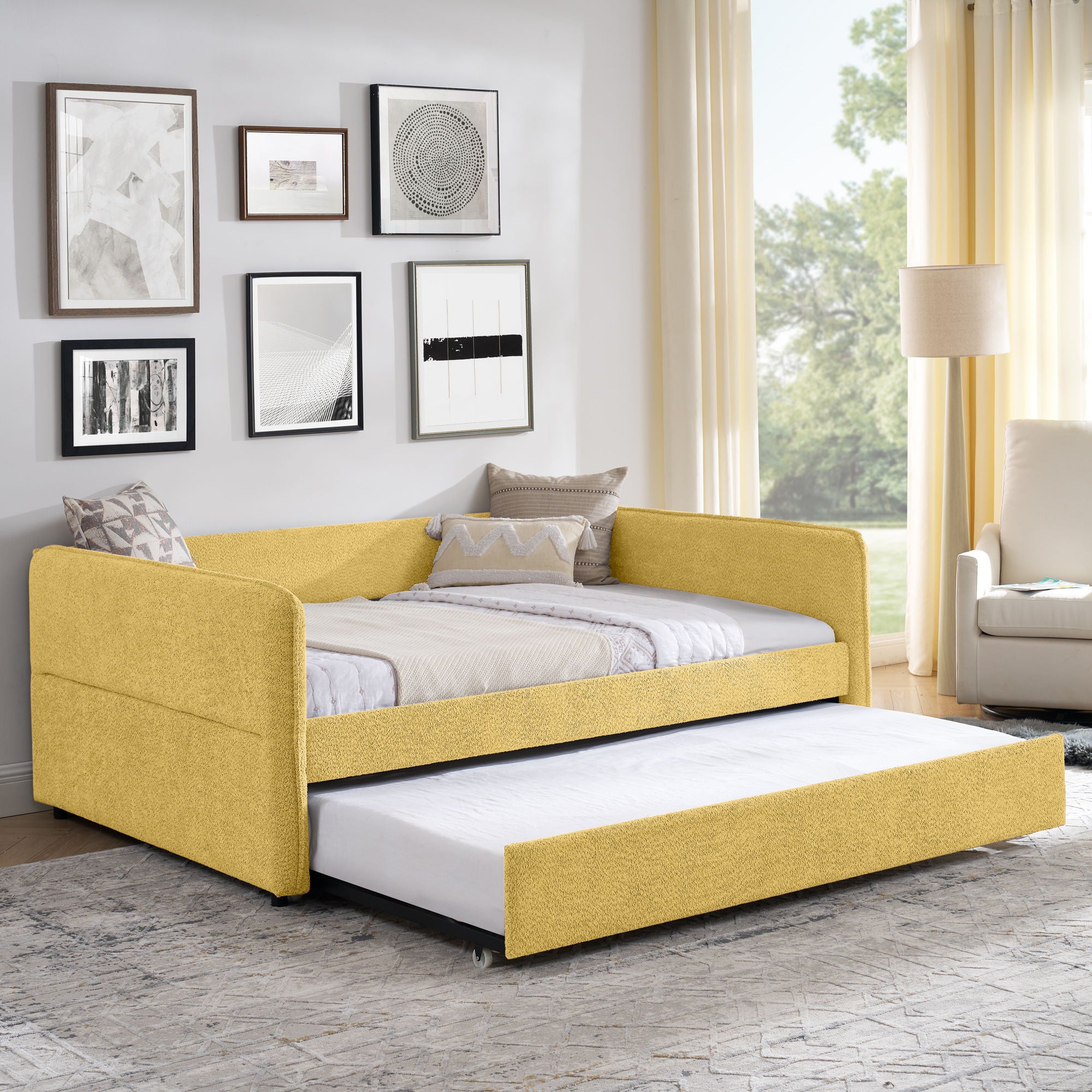 Upholstered Daybed With Pop Up Trundle