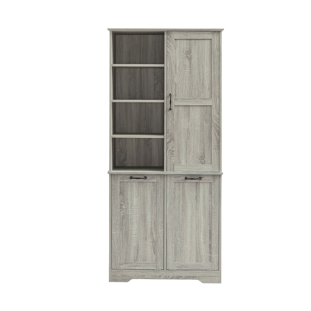 Freestanding Bathroom Storage Cabinet With Doors And Drawers, Adjustable Shelves, Tilt-Out Laundry Hamper
