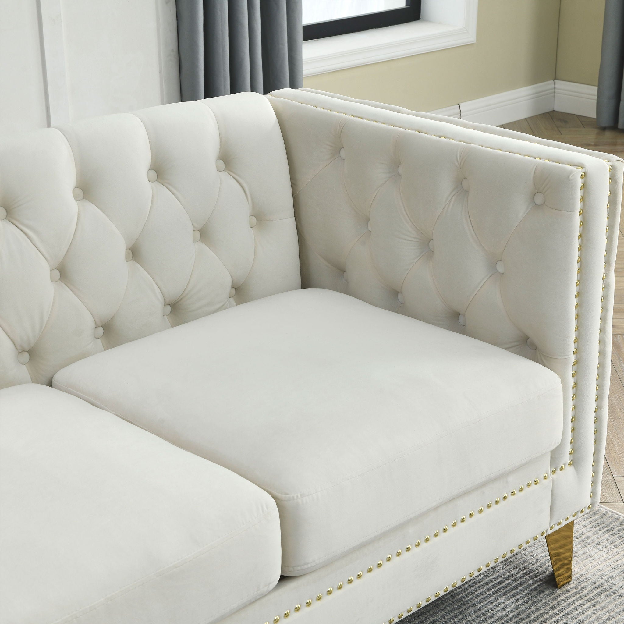 Modern Sofa With Button Tufting, Upholstered Couch For Living Room