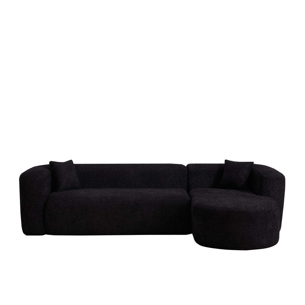 L - Shape Boneless Cloud Couch With 2 Throw Pillows For Living Room