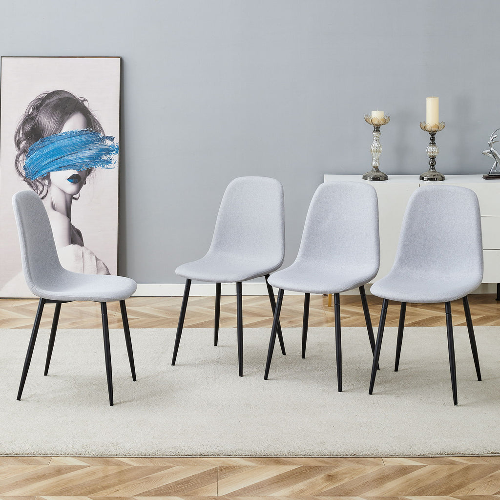 Modern Medieval Style Cushioned Side Chairs Set With Metal Legs For Kitchens