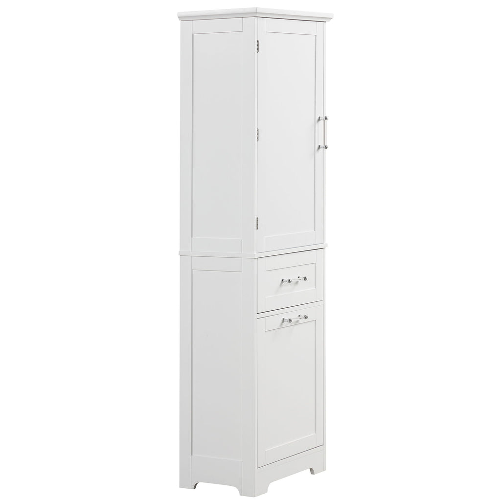 Tall Freestanding Bathroom Storage Cabinet With Adjustable Shelf And 2 Drawers