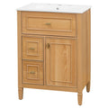 Bathroom Vanity With Sink, Flip Drawer, 2 Drawers, Adjustable Shelf