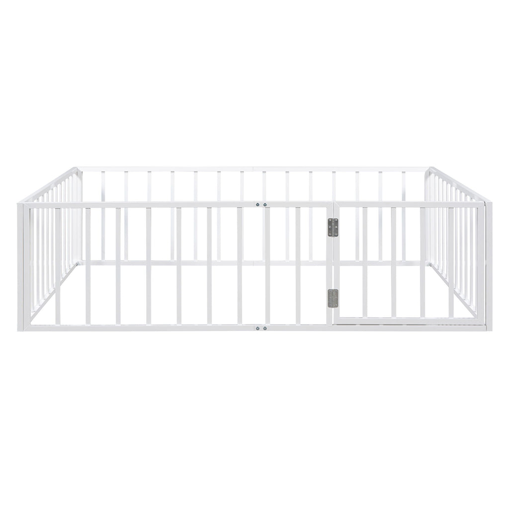 Metal Floor Bed Frame With Fence And Door