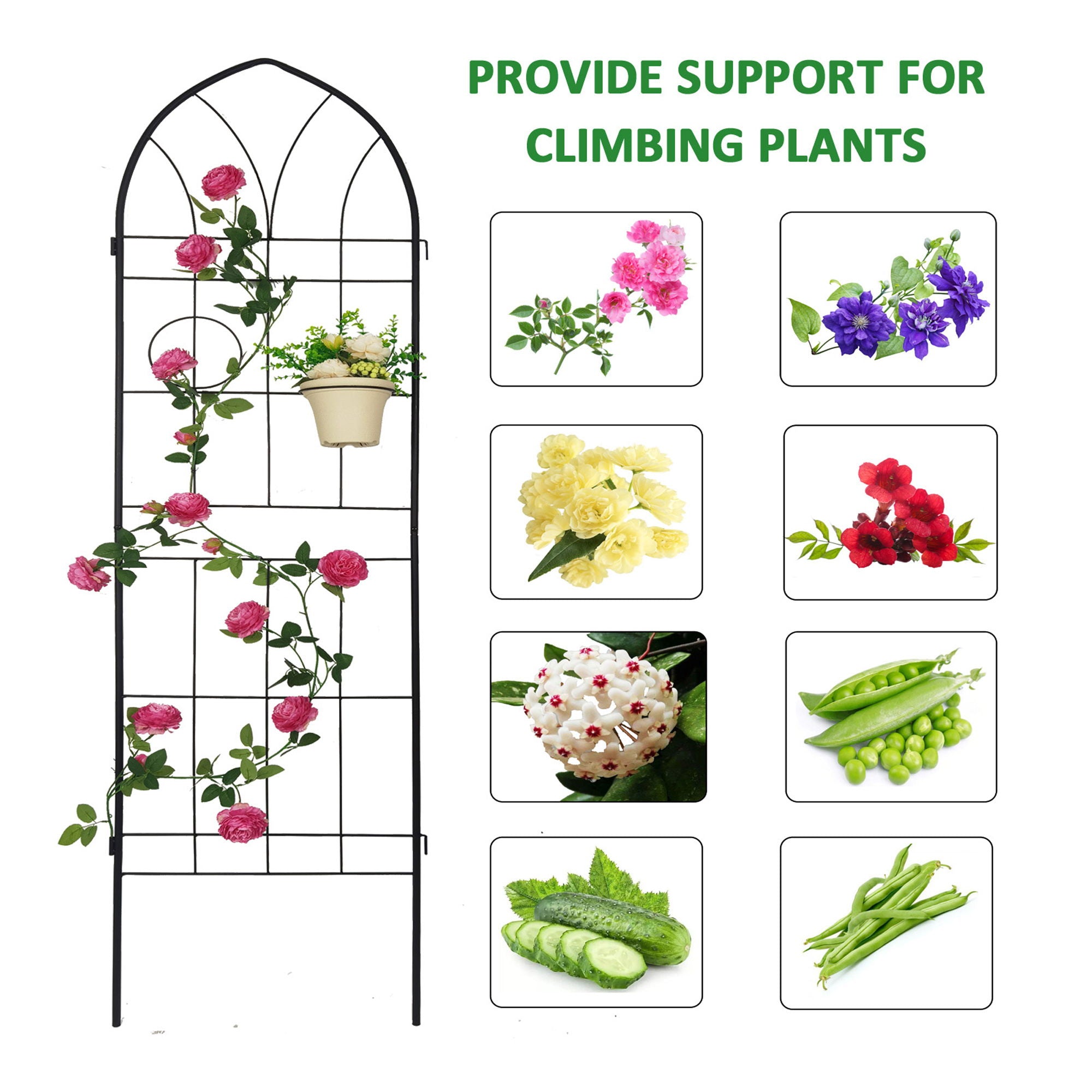 Metal Garden Trellis Rustproof Trellis For Climbing Plant, Outdoor Flower Support