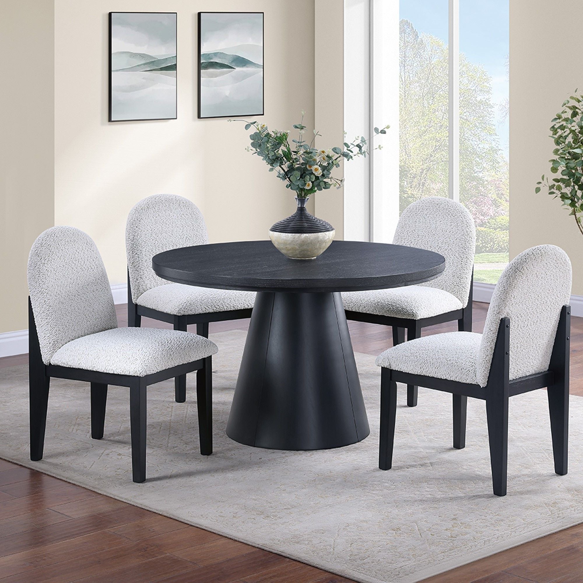 Dining Upholstered Side Chair (Set of 2) - Black / White
