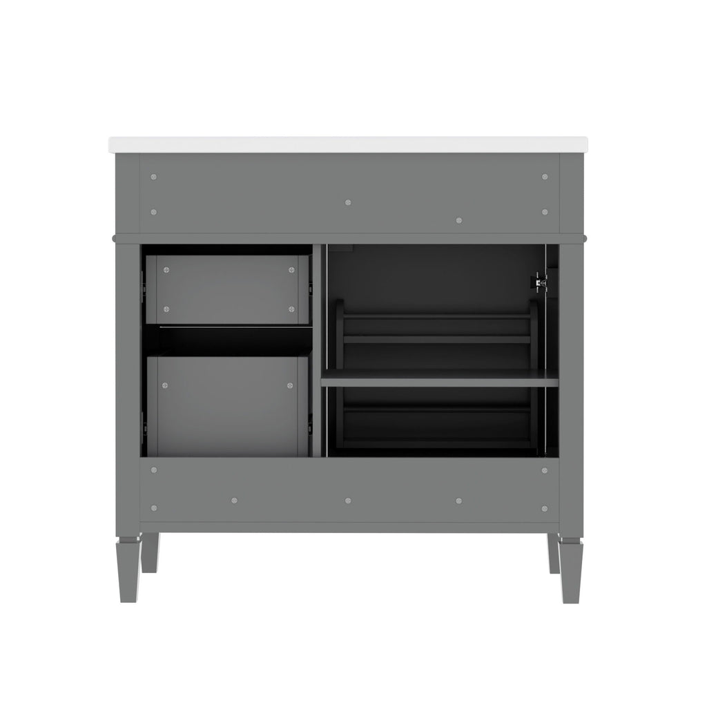 Bathroom Vanity With Top Sink, 2 Drawers, Tip Out Drawer