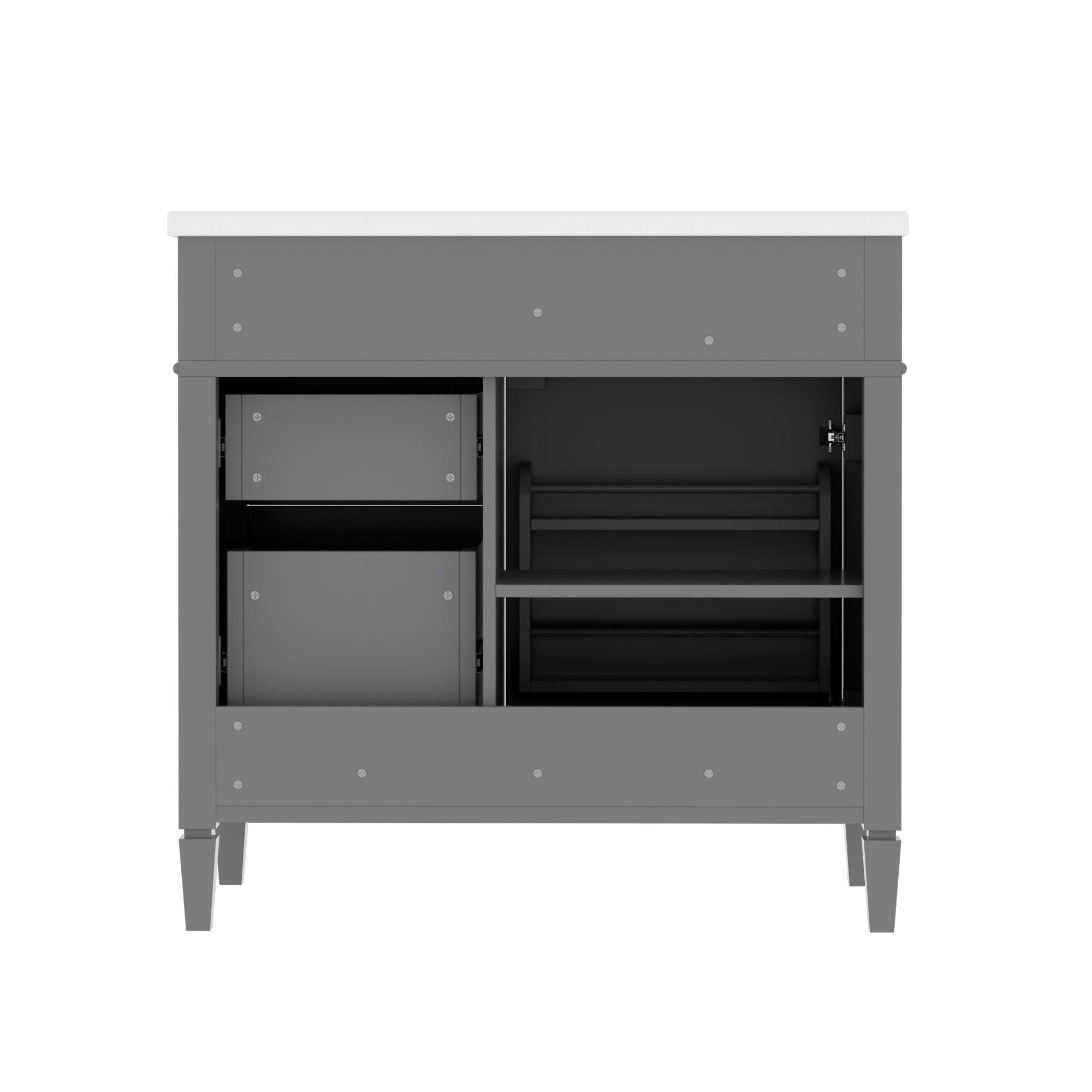 Bathroom Vanity With Top Sink, 2 Drawers, Tip Out Drawer