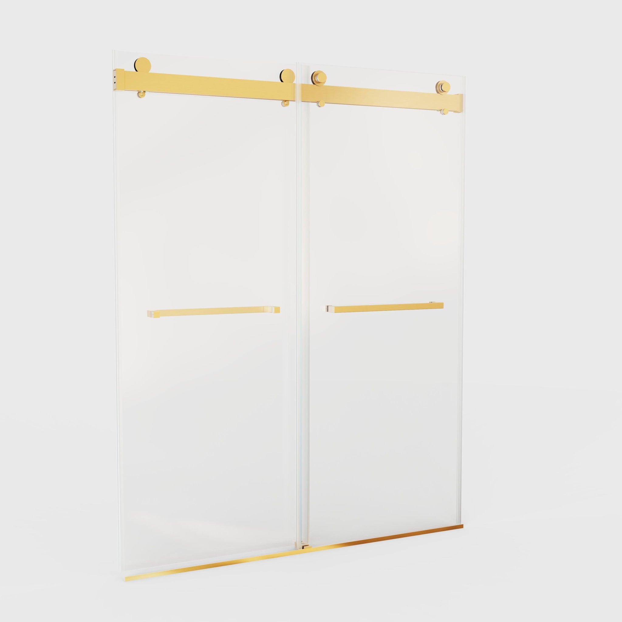 Frameless Double Sliding Soft-Close Shower Door, 3 / 8" (10Mm) Thick SGCC Tempered Glass Door, Matte