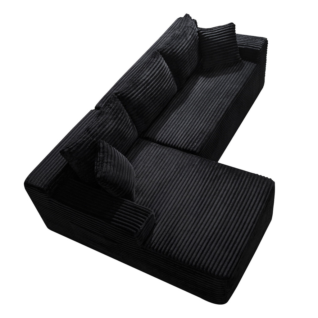 Cloud Modular Sectional Sofa Couch With L-Shape Chaise, Upholstered Couches For Living Room - Black