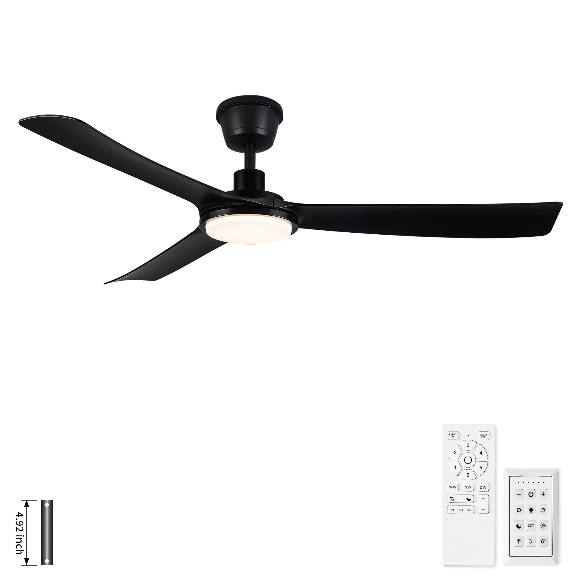 All Weather Outdoor Waterproof Ceiling Fan With Light And Quiet Motor For Patio Porch - Black