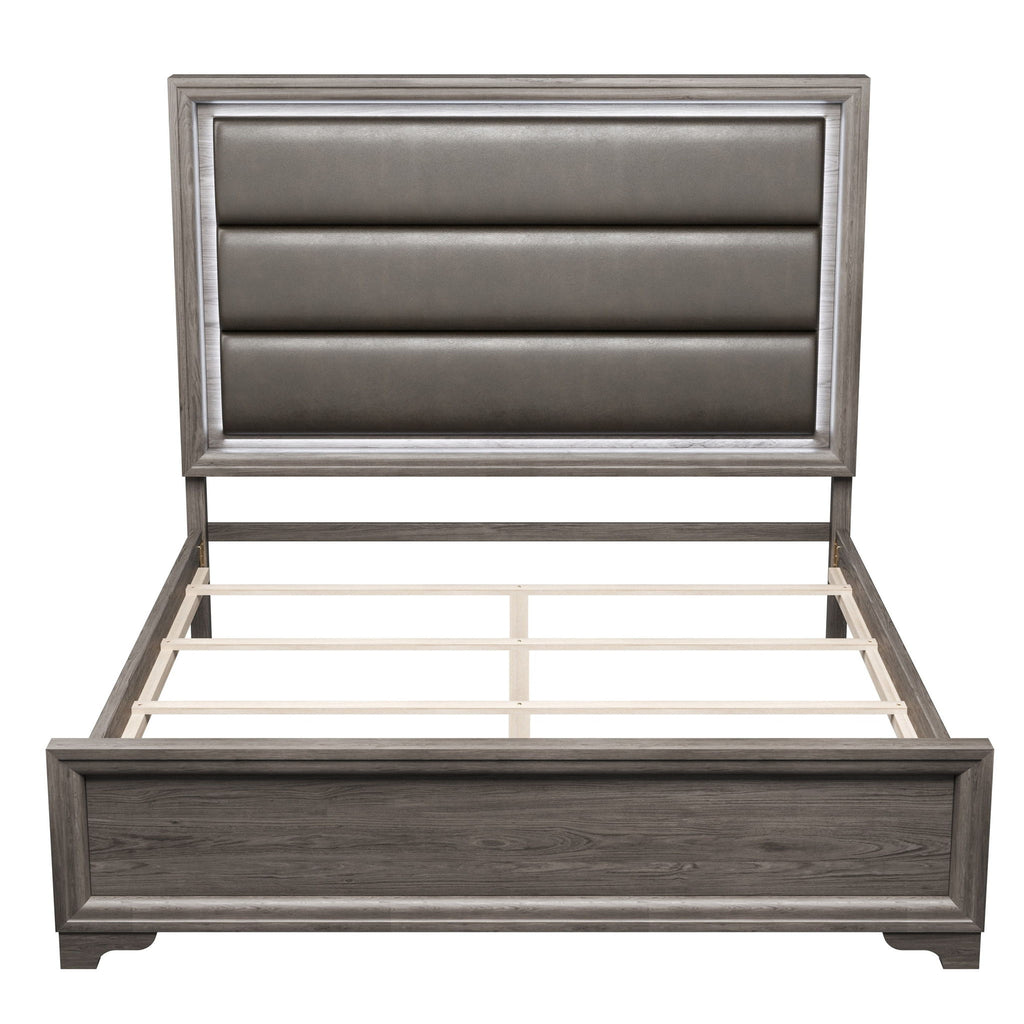 Bed With Horizontal Tufting Headboard