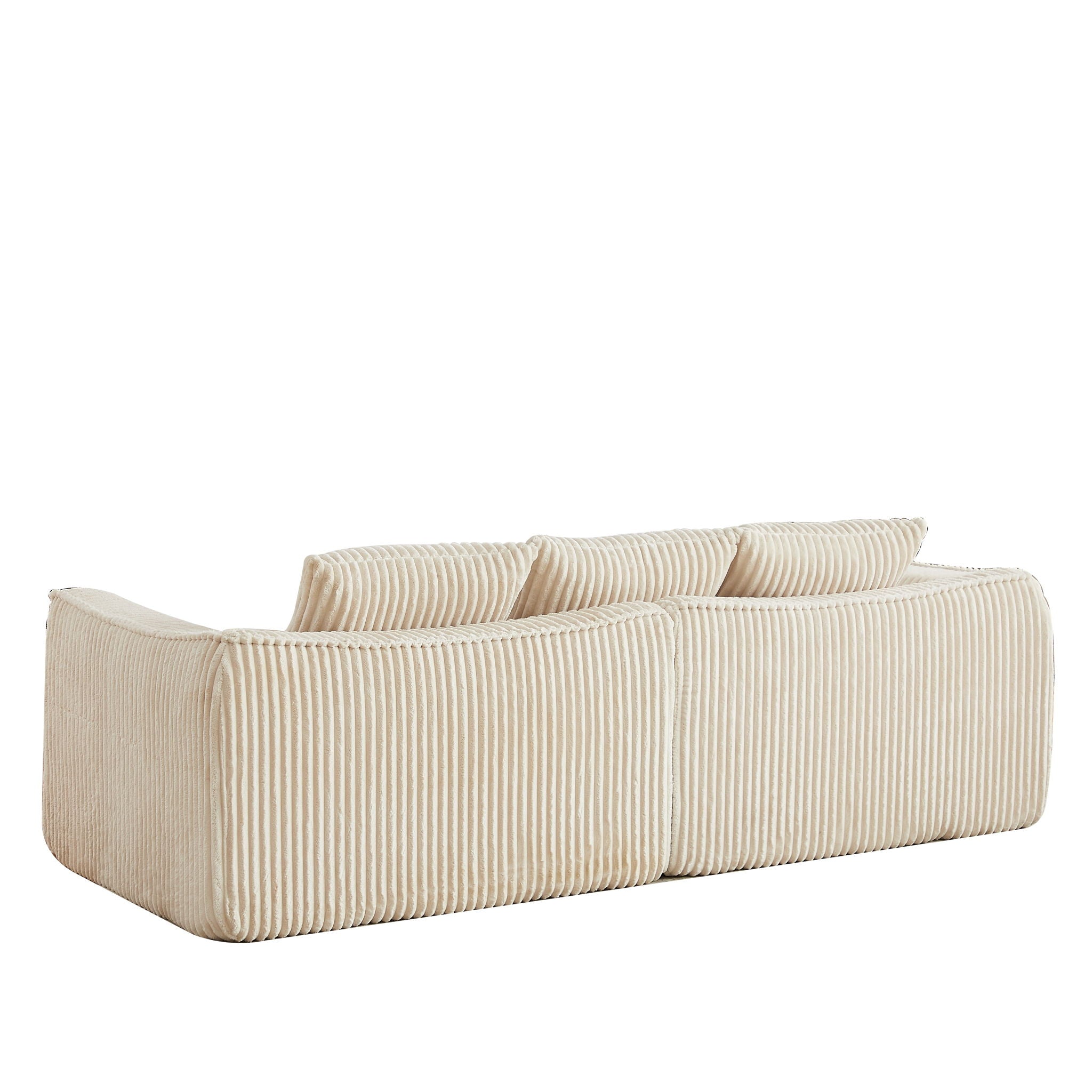 Minimalist 3 Seater Sofa With Curved Lines And Gently Sloped Backrest