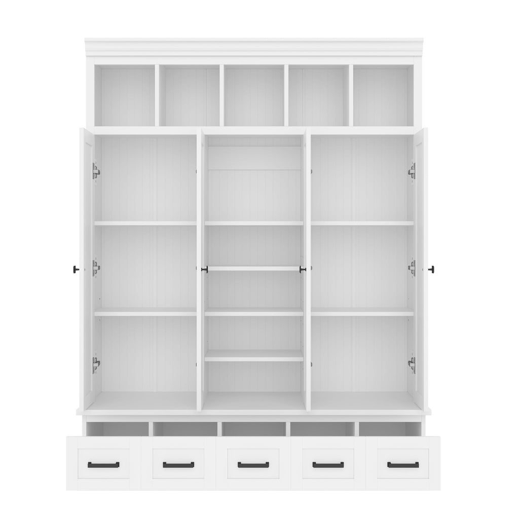 Hall Tree & Bench And 5 Storage Cubbies