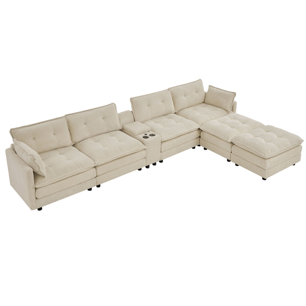 Oversized Modular Sectional Sofa With Multi Functional Console