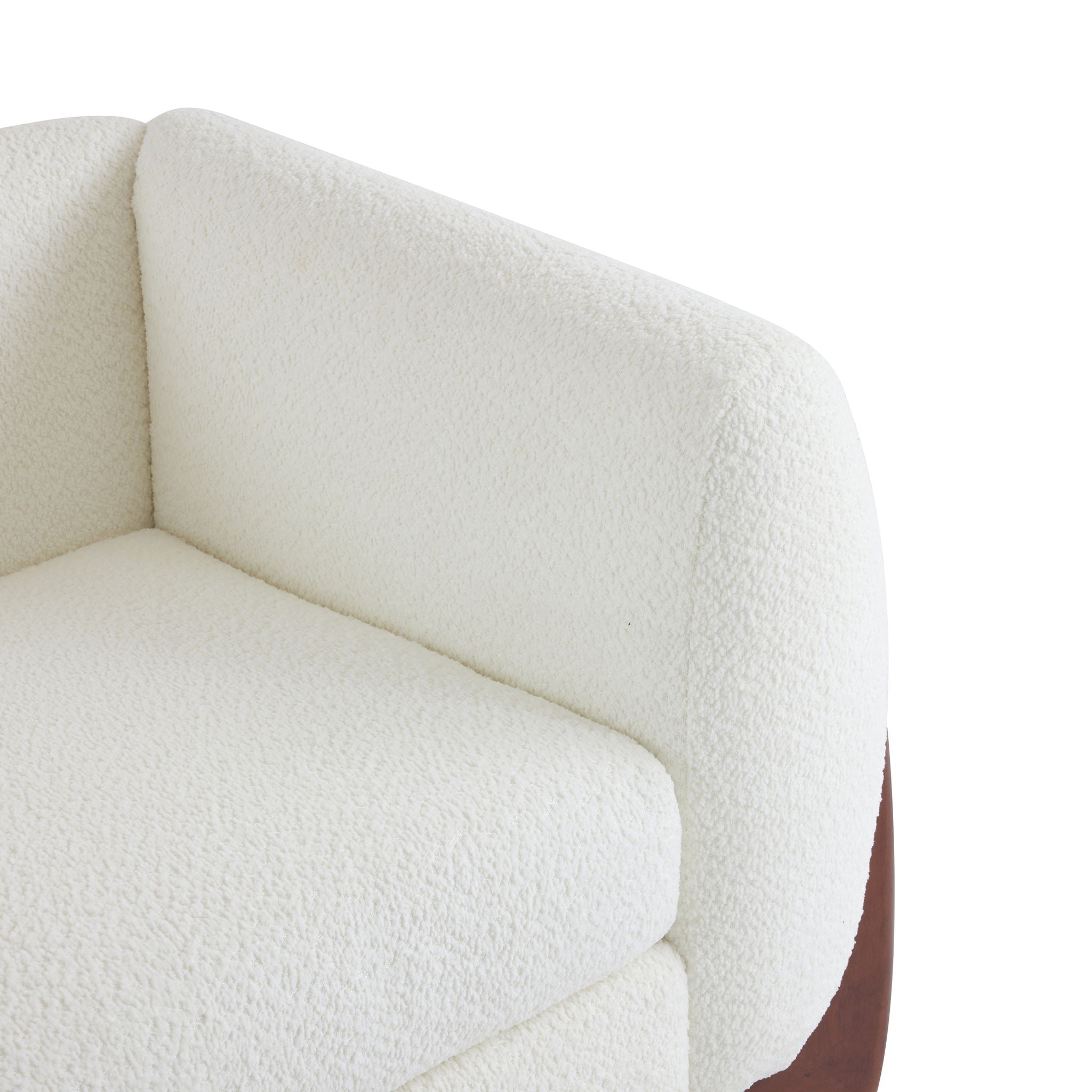Contemporary Boucle Sherpa Sofa With Birch Wood Legs