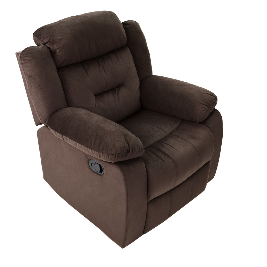 Modern Manual Recliner With Padded Seat And Pillow Arms