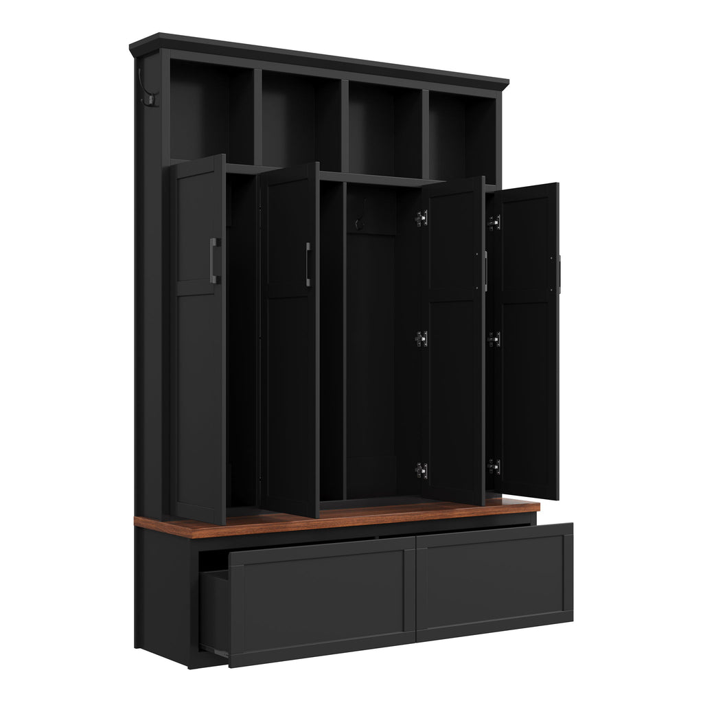 Hall Tree With 4 Hidden Cabinets