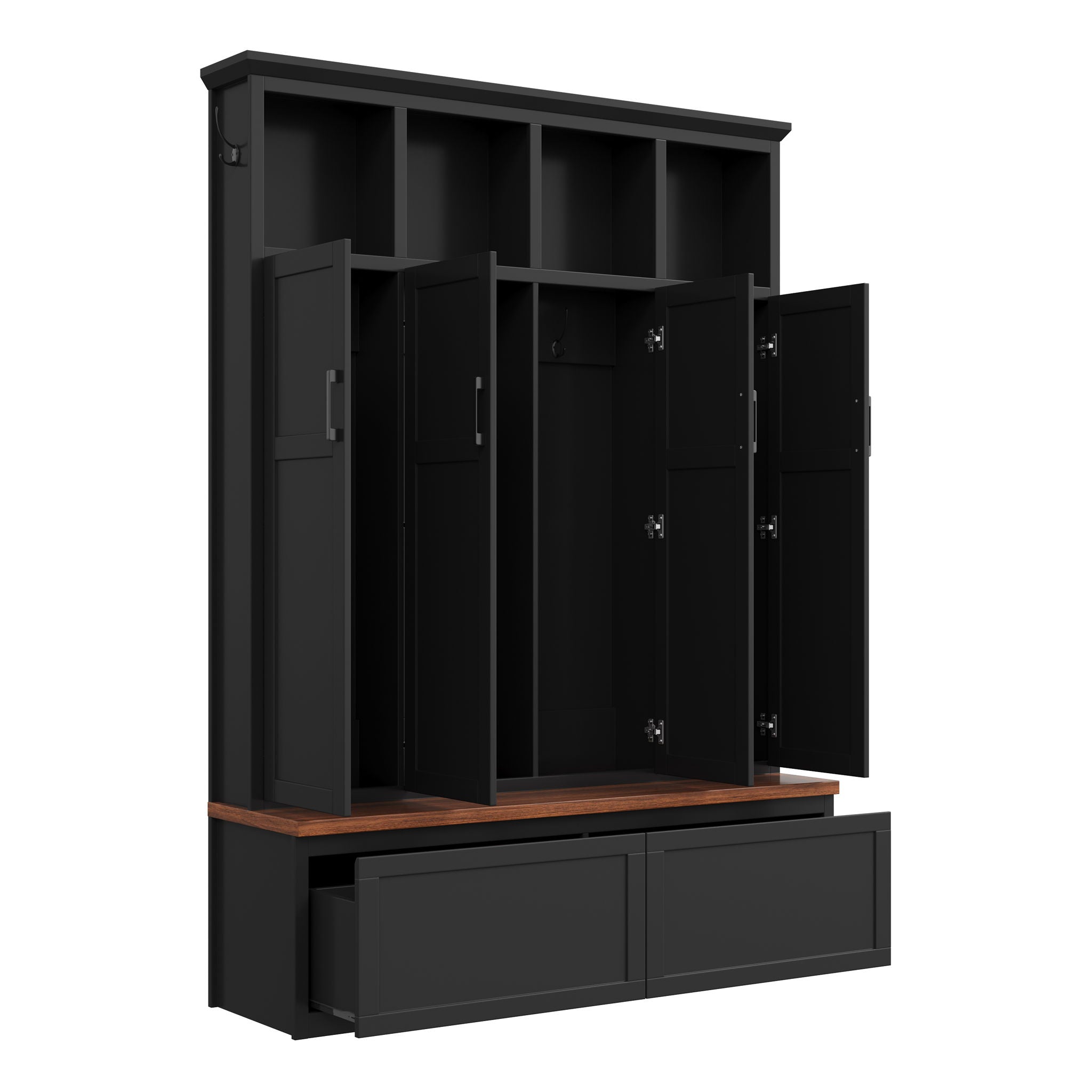 Hall Tree With 4 Hidden Cabinets
