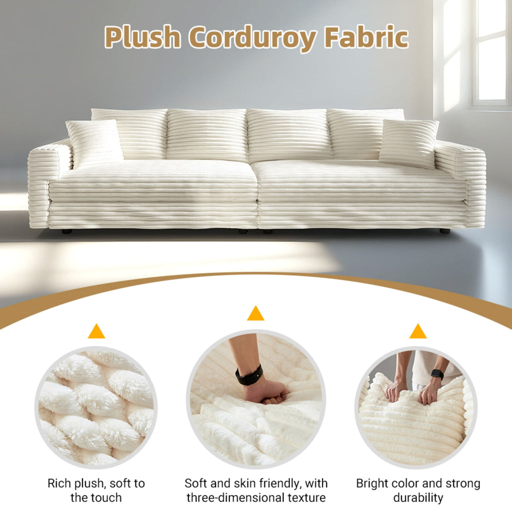 Deep Seat Convertible Sofa With Soft Pillows And Ottomans