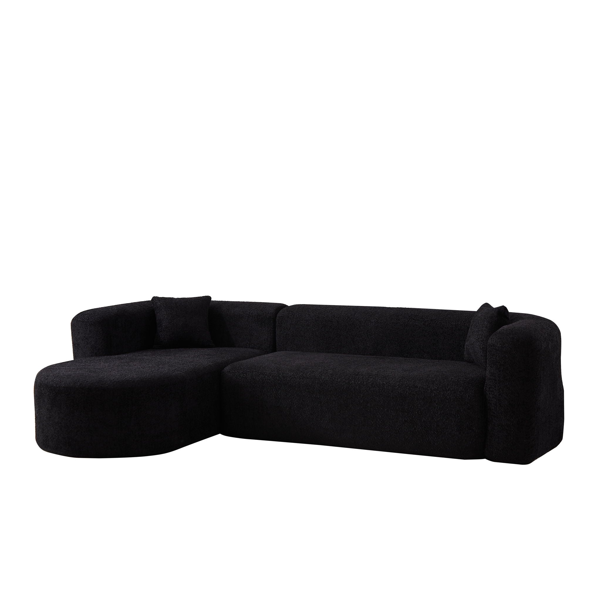 L - Shape Boneless Cloud Couch With 2 Throw Pillows For Living Room