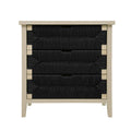 3 Drawer Buffet Sideboard With Adjustable Shelves, Storage Cabinet With Natural Seaweed Decor Doors For Living Room Kitchen Entryway - Natural