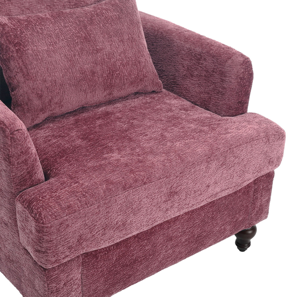 Modern Mid Century Wood Frame Armchair With Tufted Design