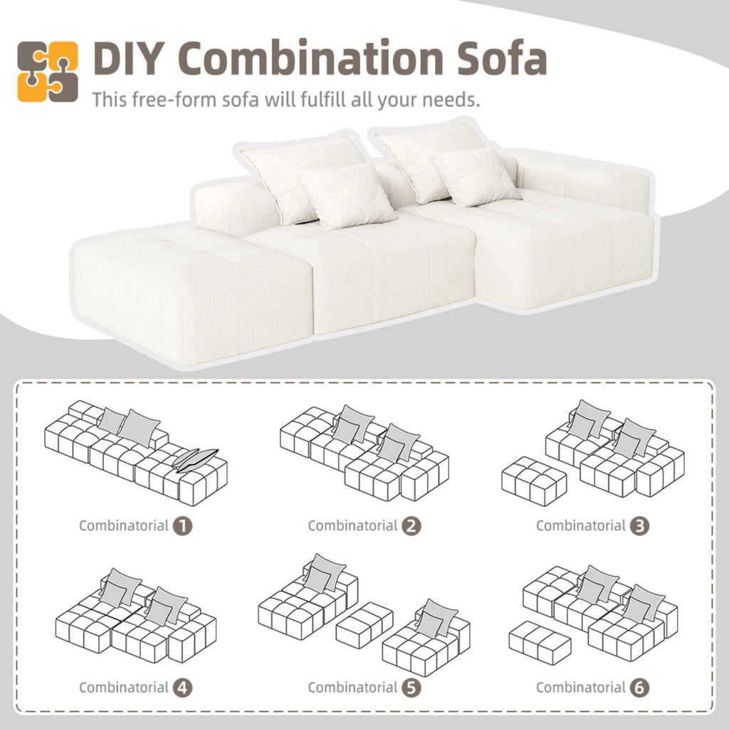 Modern Oversized Diy Combination Modular Sectional Sofa With Pillows