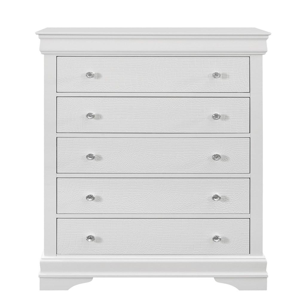 Shaker - 5 Pieces Bedroom Set With Crystal Inspired Tufted Headboard And LED Lighting