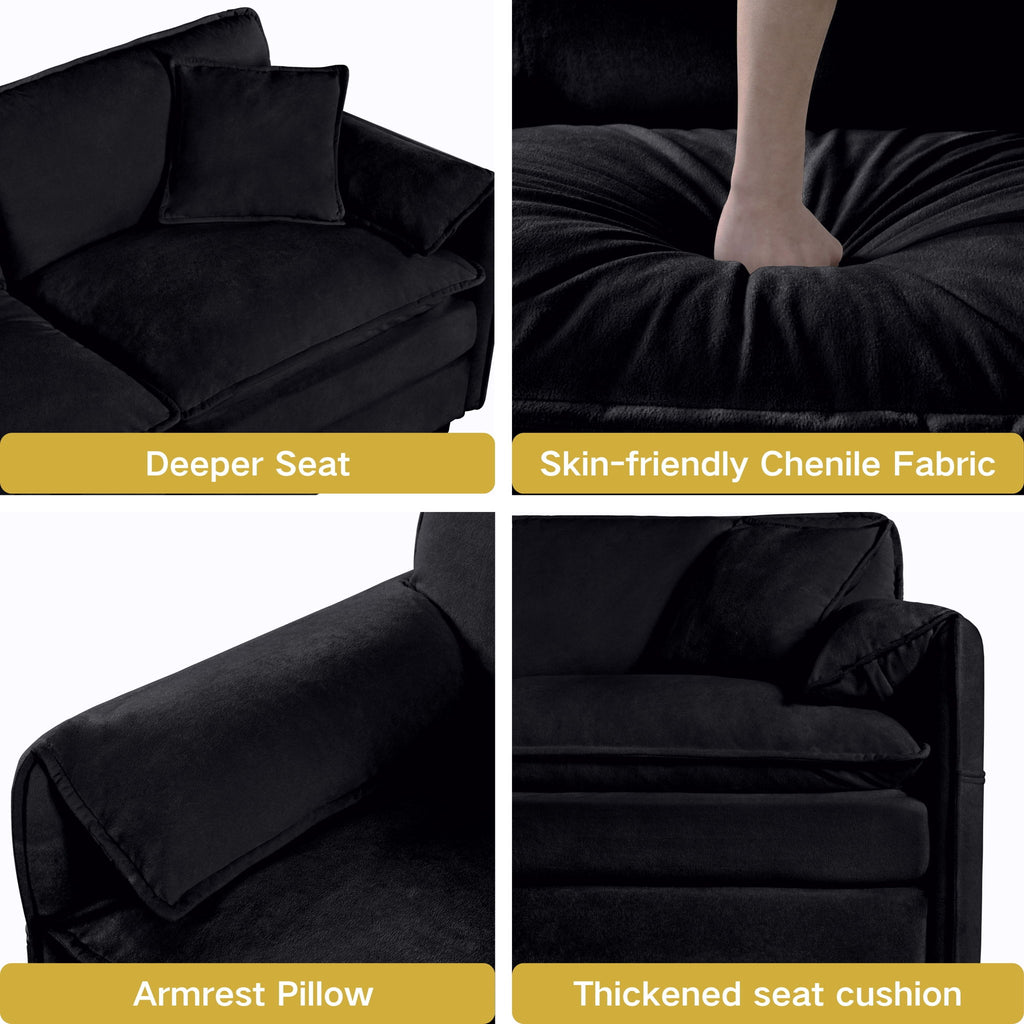 Modern Oversized Loveseat Sofa With Deep Seat And Diy Combination