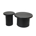 Fluted Cylinder Side Tables, Round End Tables For Living Room (Set of 2) - Black