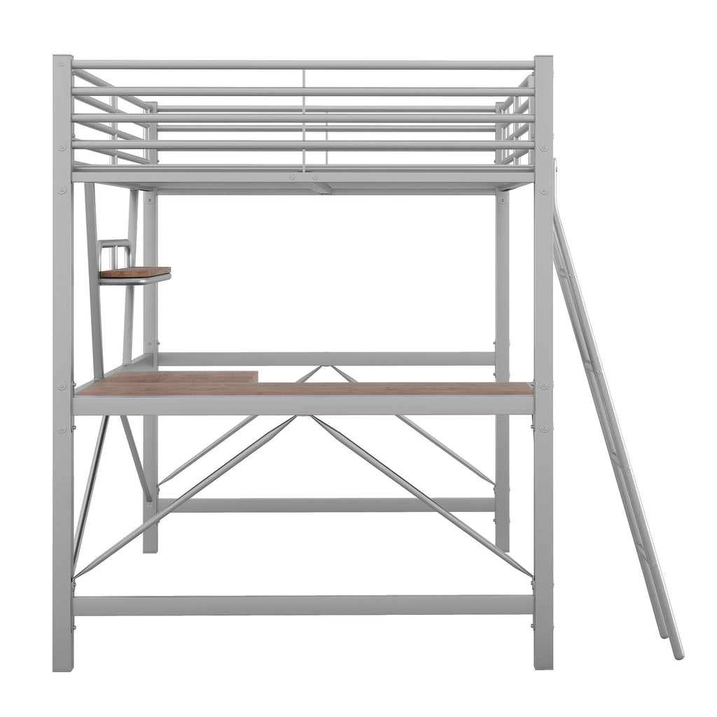 Loft Bed With Desk And Shelf, Modern Design