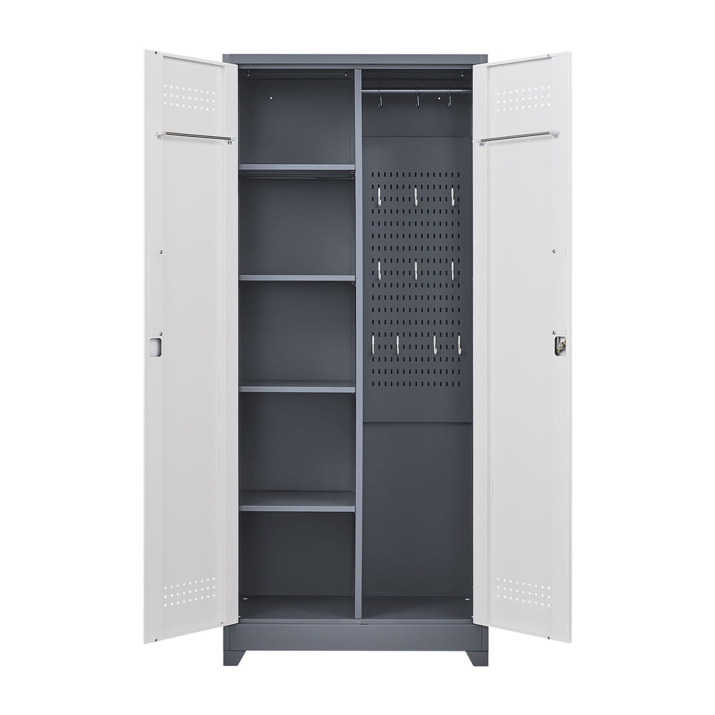 Lockers With Locking Doors, Adjustable Shelves, High Broom Tool Storage Cabinet