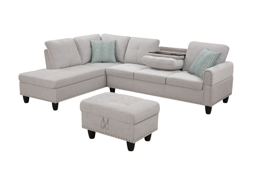 Alger - Left Hand Facing Sofa & Chaise With Ottoman
