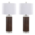 Cylinder - Fluted Contemporary Table Lamp (Set of 2) - Brown / Clear / White